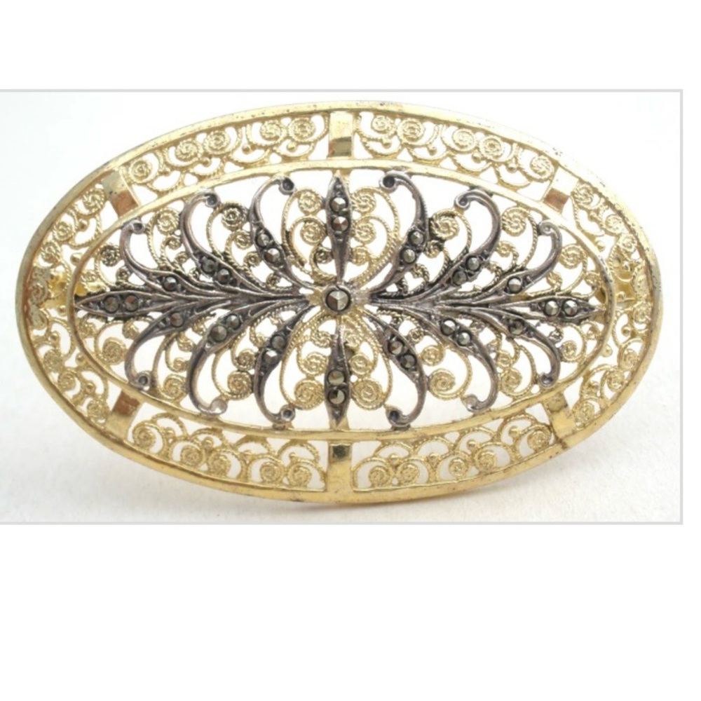 Vintage Alice Caveness filigree pin